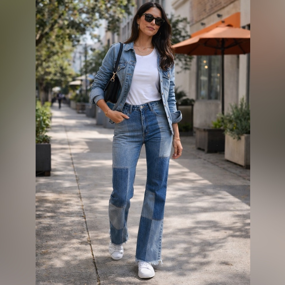 NWT Re/Done X Levi’s Amina Muaddi Patchwork Jean Indigo Size 26